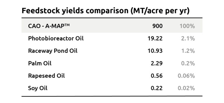 Next Gen Oil Feedstock Yields comparison